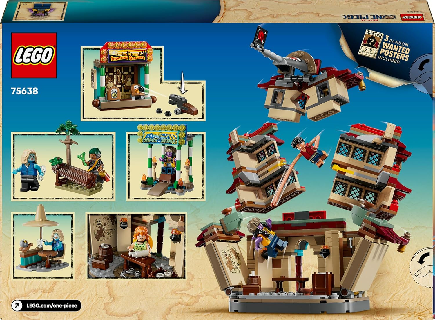 LEGO ONE PIECE - Showdown im Arlong Park - Interaktives Spielzeug mit 5 Minifiguren - Ruffy & Nami sowie Einer einstürzenden Pagode - Anime Geschenk für Jungen, Mädchen & Fans ab 9 Jahren - 75638