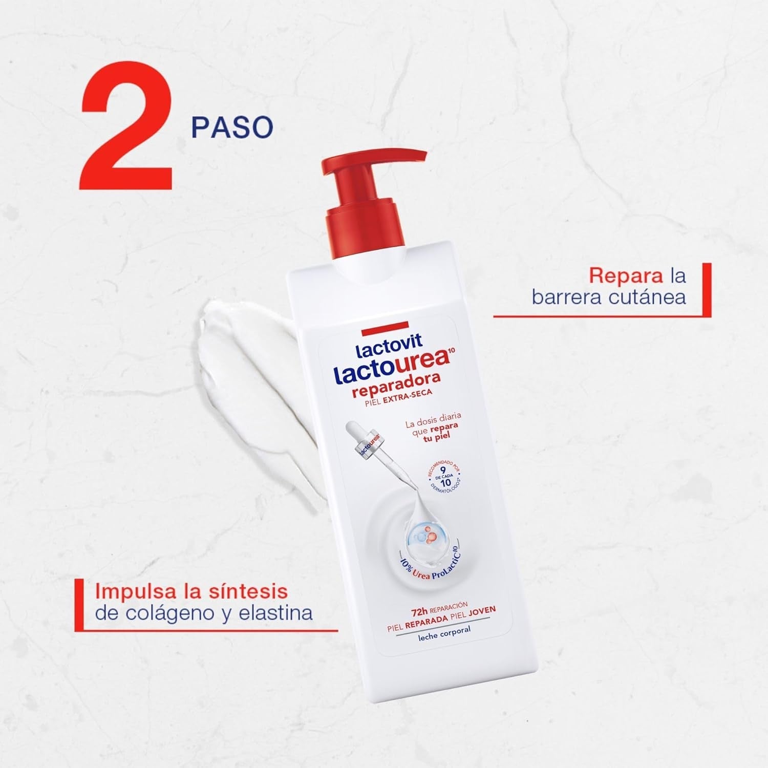 Lactourea reparierende Körpermilch mit Protein Calcium, sofortige Absorption, 48 Stunden Ernährung und Reparatur, geeignet für trockene und extra trockene Haut, 800 ml