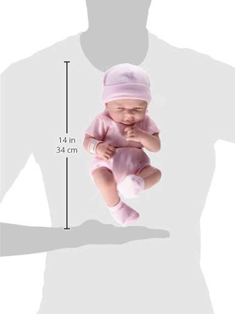 JC Toys- La Newborn Newborn Doll 38 cm is Made of Soft Vinyl, with Knitted Clothes and Accessories, Girl, pink, Designed in Spain by Berenguer, +2 Years Old