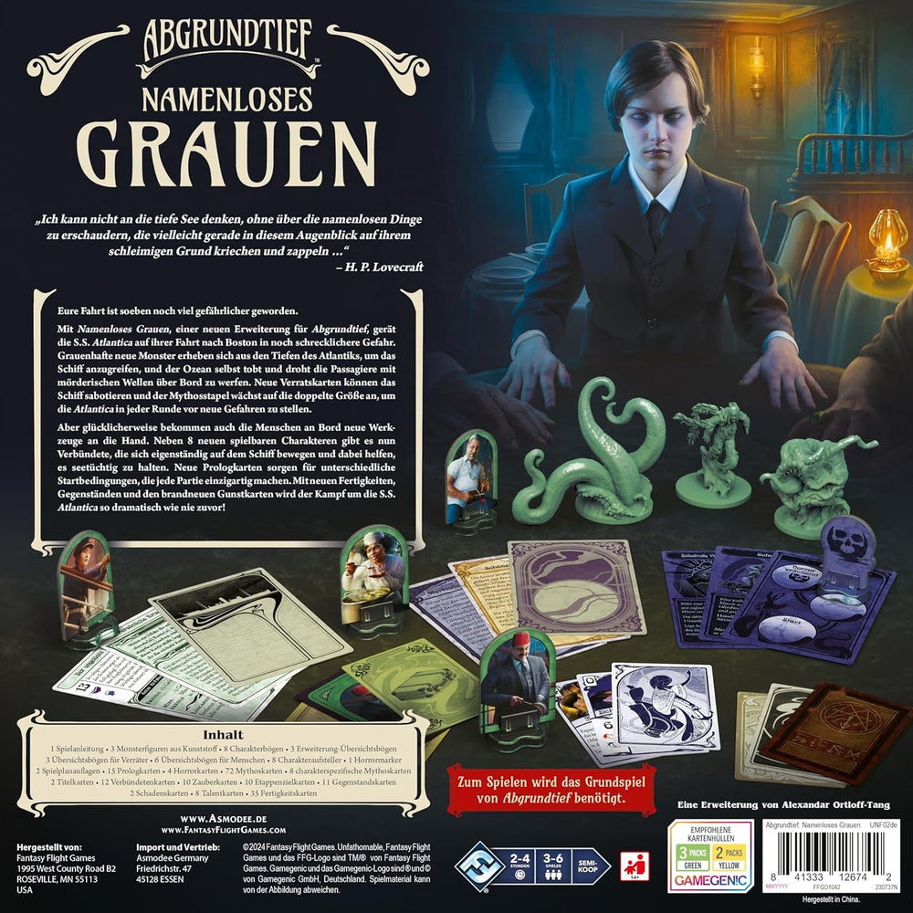Fantasy Flight Games, Abyss – Horror fără nume, Expansiune, Joc pentru experți, Joc de strategie, 3-6 jucători, Vârste 14+, 120-240 minute, Germană, Multicolor, Colorat