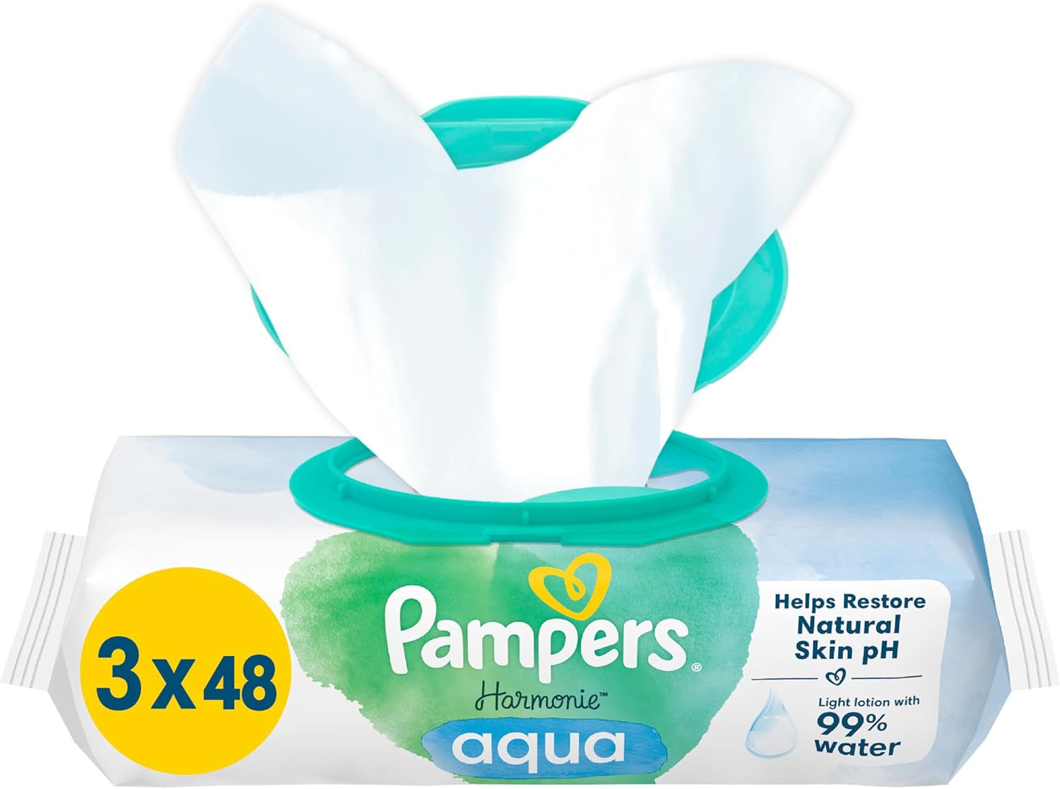 Șervețele umede Pampers Harmony Protect & Care, 18 pachete a câte 44 de șervețele fiecare = 792 de șervețele care ajută la restabilirea echilibrului natural al pH-ului pielii