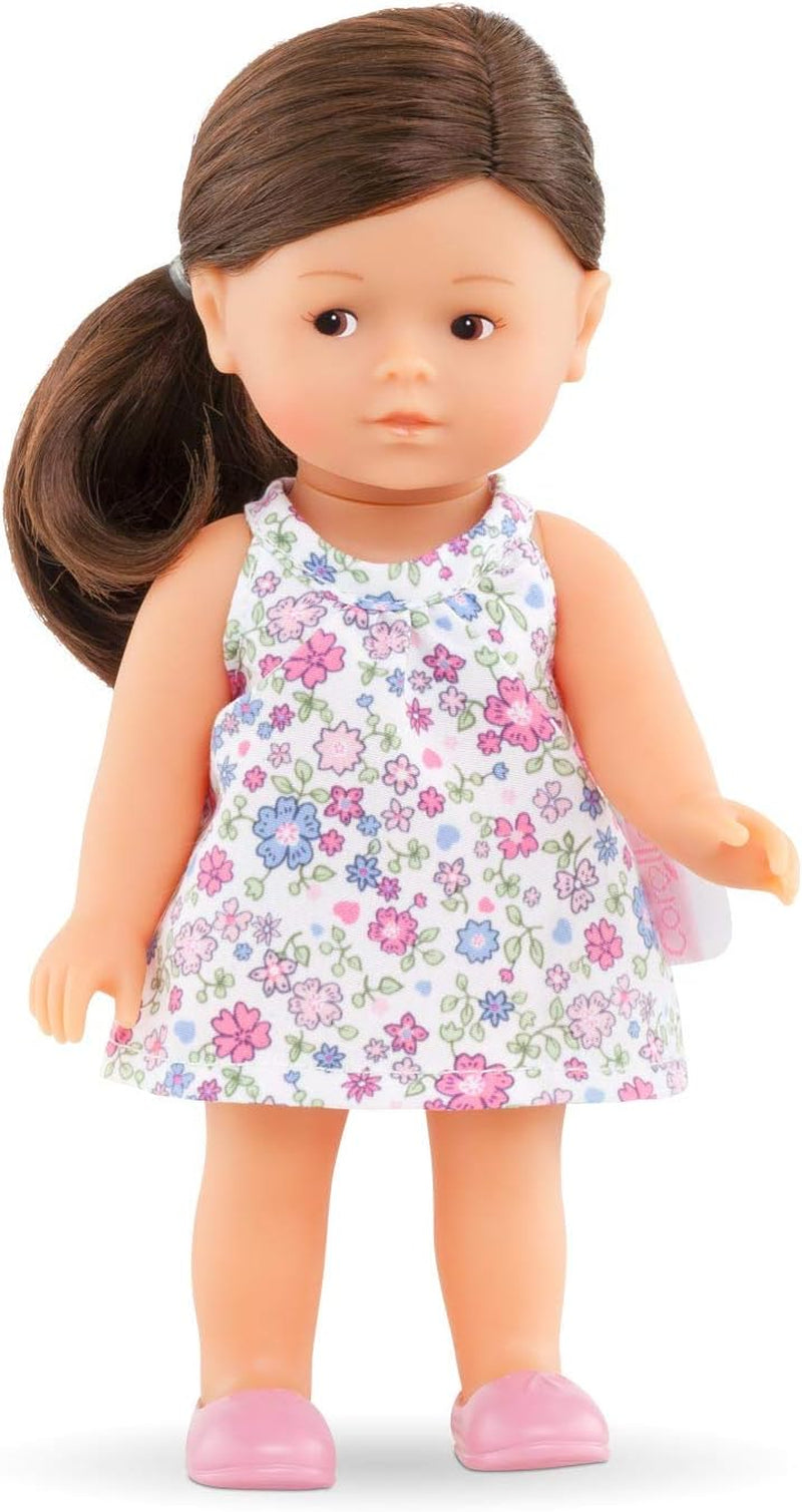 Corolle 9000240020 - Romy brünett Les Trendies Mini Corolline 20cm, Französische Puppe mit Charme und Vanilleduft, 20 cm