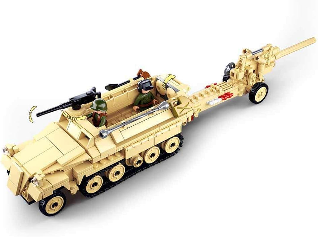WWII - Deutsches Halbkettenfahrzeug [M38-B0695], Spielset , Klemmbausteine, Soldaten, mit Spielfigur, Army WWII, Für Kinder ab 4 Jahren, Sluban SL95566