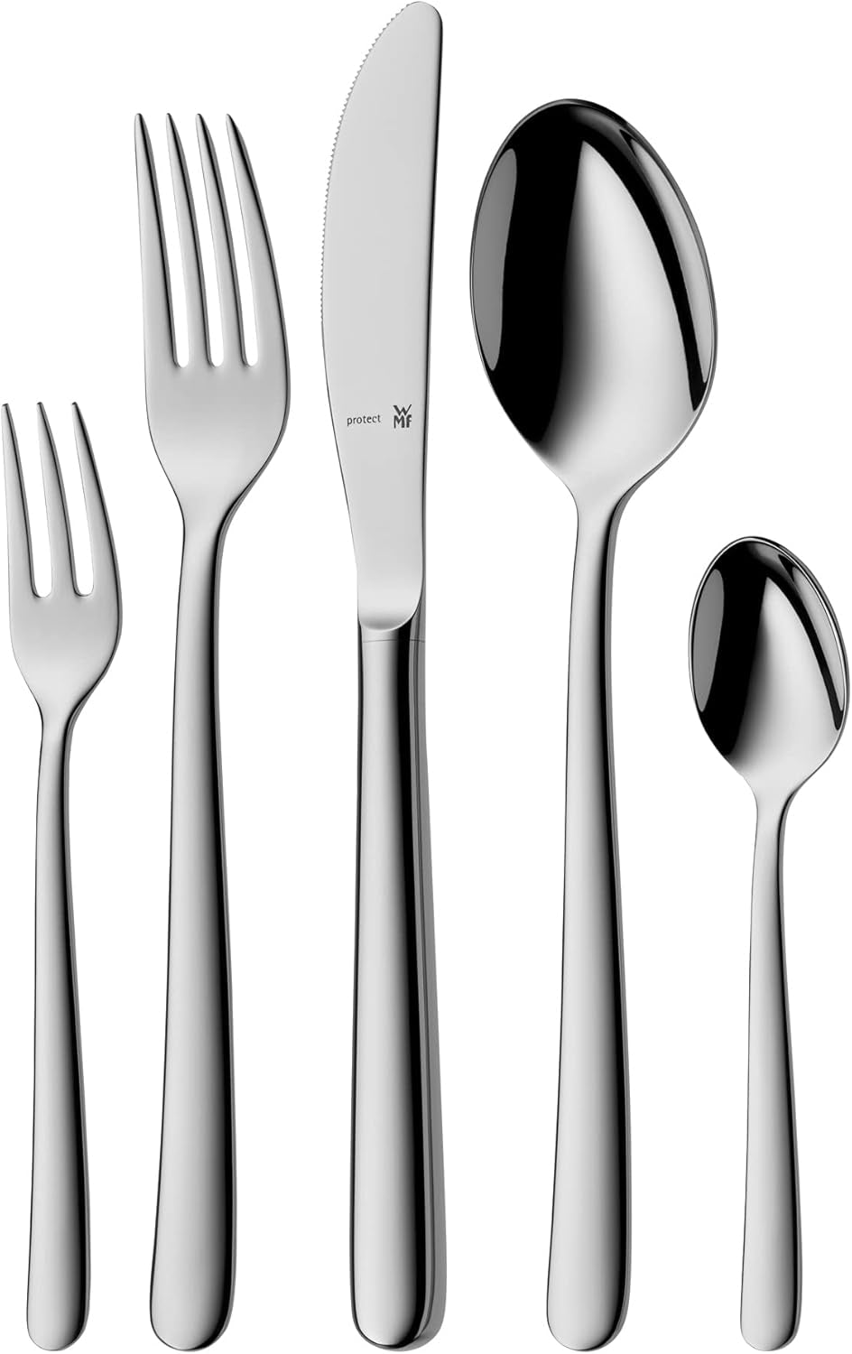 WMF Kult plus set de tacâmuri din oțel inoxidabil pentru 6 persoane, set de tacâmuri din 30 de piese, cuțit cu mâner gol, Cromargan Protect lustruit, rezistent la zgârieturi, rezistent la spălarea vaselor Naty Shop