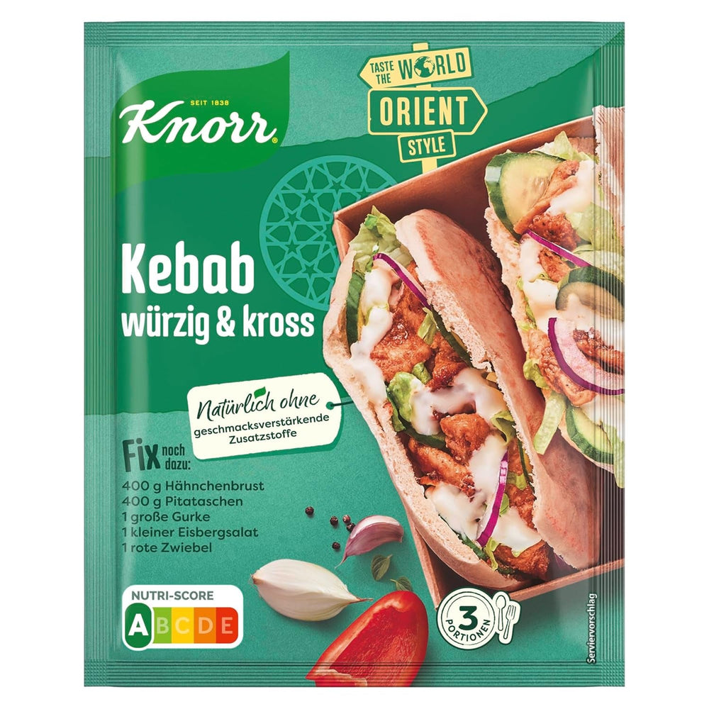 Knorr Fix Kebab für ein würzig und krosses Hähnchen Gericht ohne geschmacksverstärkende Zusatzstoffe 3 Portionen