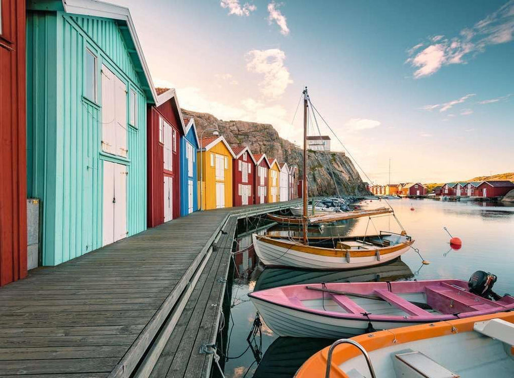 Ravensburger Puzzle 12000847, Locuri scandinave - Boathouses în Smøgen, Suedia - puzzle jigsaw de 500 de piese pentru adulți și copii de peste 12 ani Puzzle Naty Shop