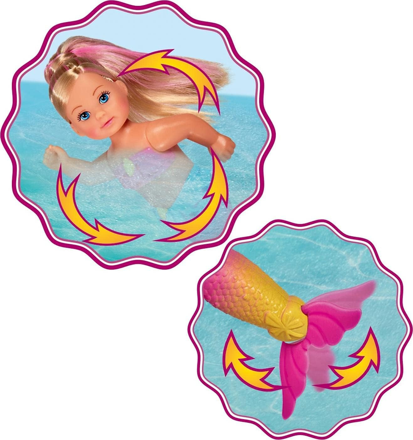 Simba 105733318 Păpușă Sirenă Evi Love Înotătoare, Multicoloră, Mărime Unică