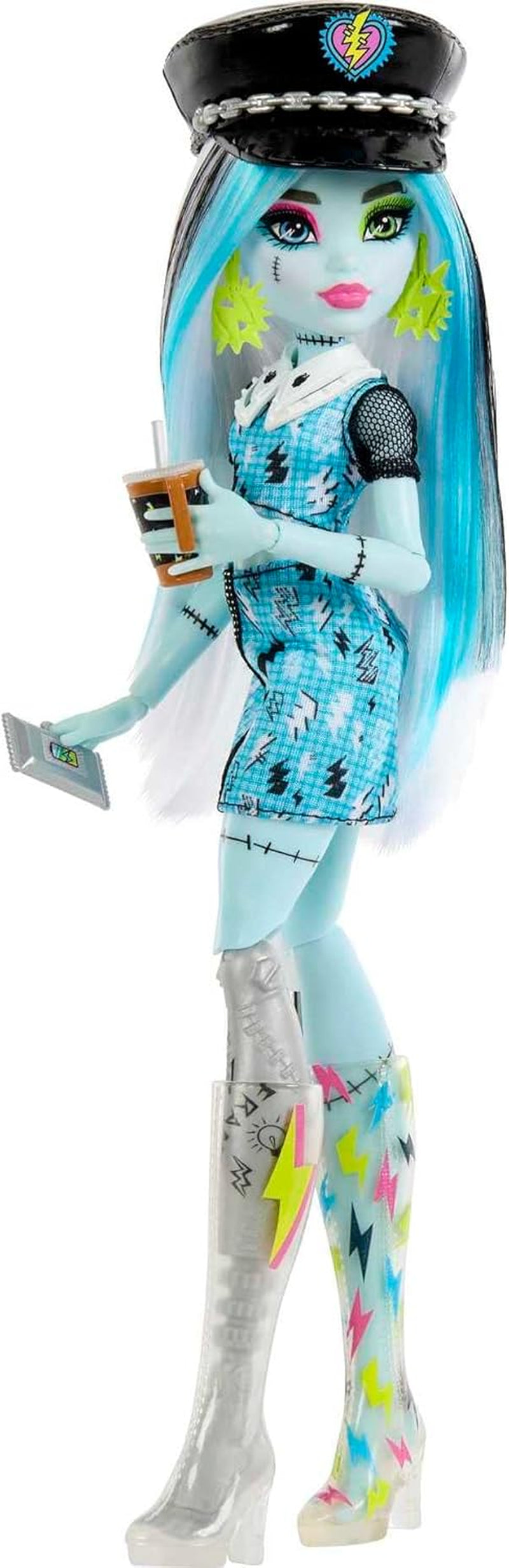 Monster High HKY62 - Păpușă și Set de Modă, Frankie Stein cu Dulap și peste 19 Accesorii, Secretele Skulltimate, Jucărie de Păpușă pentru Copii cu Vârsta de 4 Ani și Peste