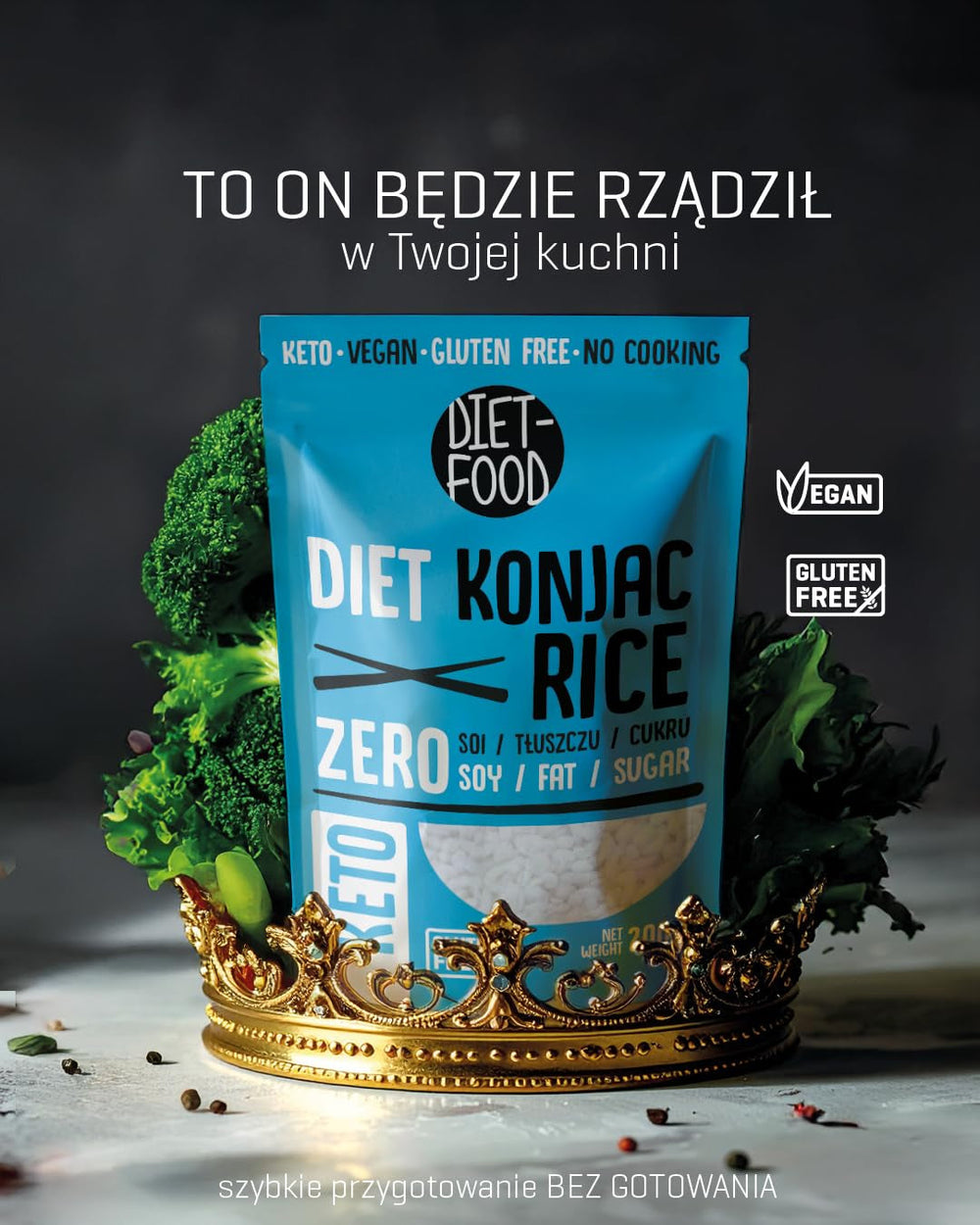 DIET-FOOD Orez instant Shirataki Konjac, conținut scăzut de carbohidrați, calorii scăzute, vegan, fără grăsimi, fără soia, fără gluten, keto-friendly, tăiței de orez pentru slăbit, 200 de grame