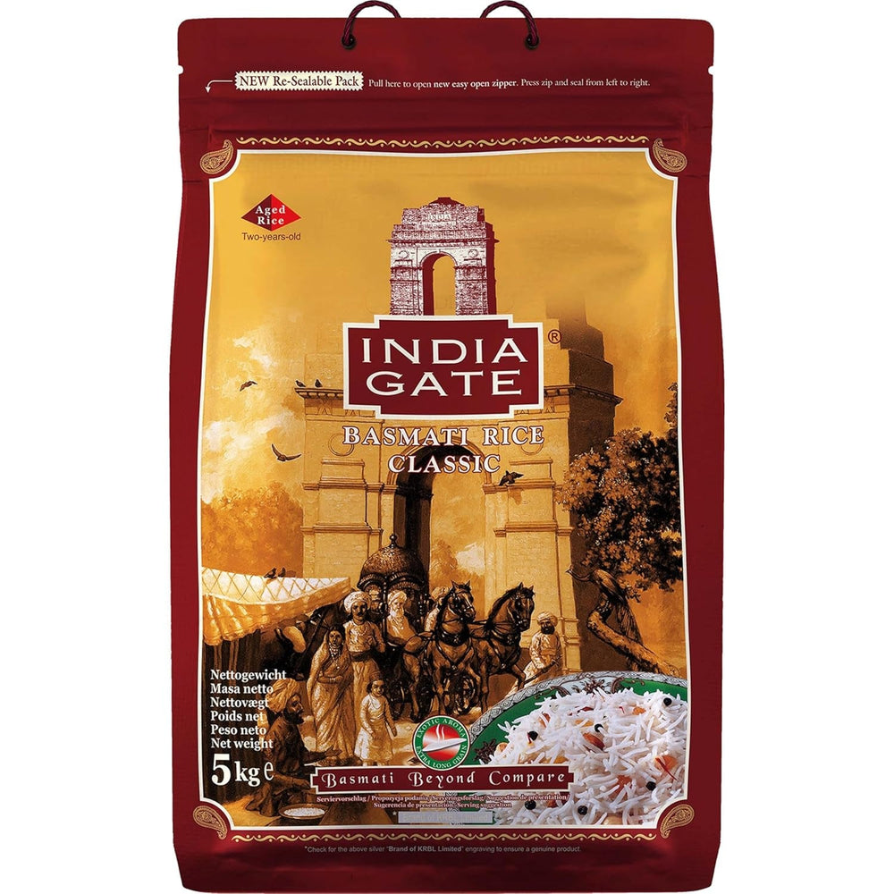Orez Basmati Premium INDIA GATE – Orez cu bob lung fin, aromat, din India, bob lung fin (1 x 5 kg)