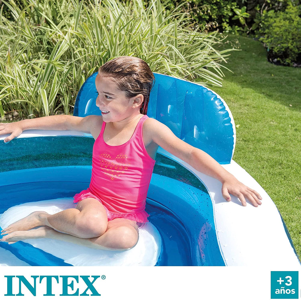 Intex 56475NP - Piscină gonflabilă pentru familie, pătrată cu patru locuri, vinil, multicoloră, 229x229x66 cm