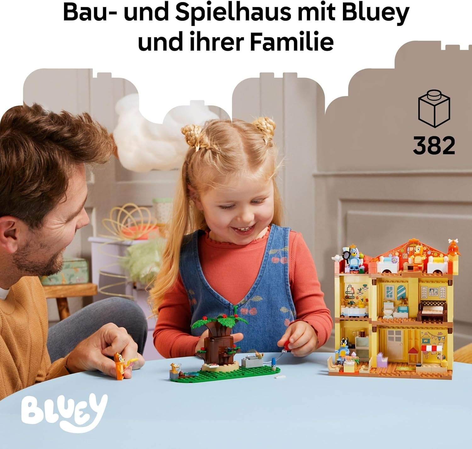 LEGO Bluey: Blueys Haus - Modulares Spielzeug mit Räumen, Garten, 4 Minifiguren und Zubehör - Geschenk zum Geburtstag für Mädchen & Jungen ab 4 Jahren oder Fans der TV-Serie - 11203