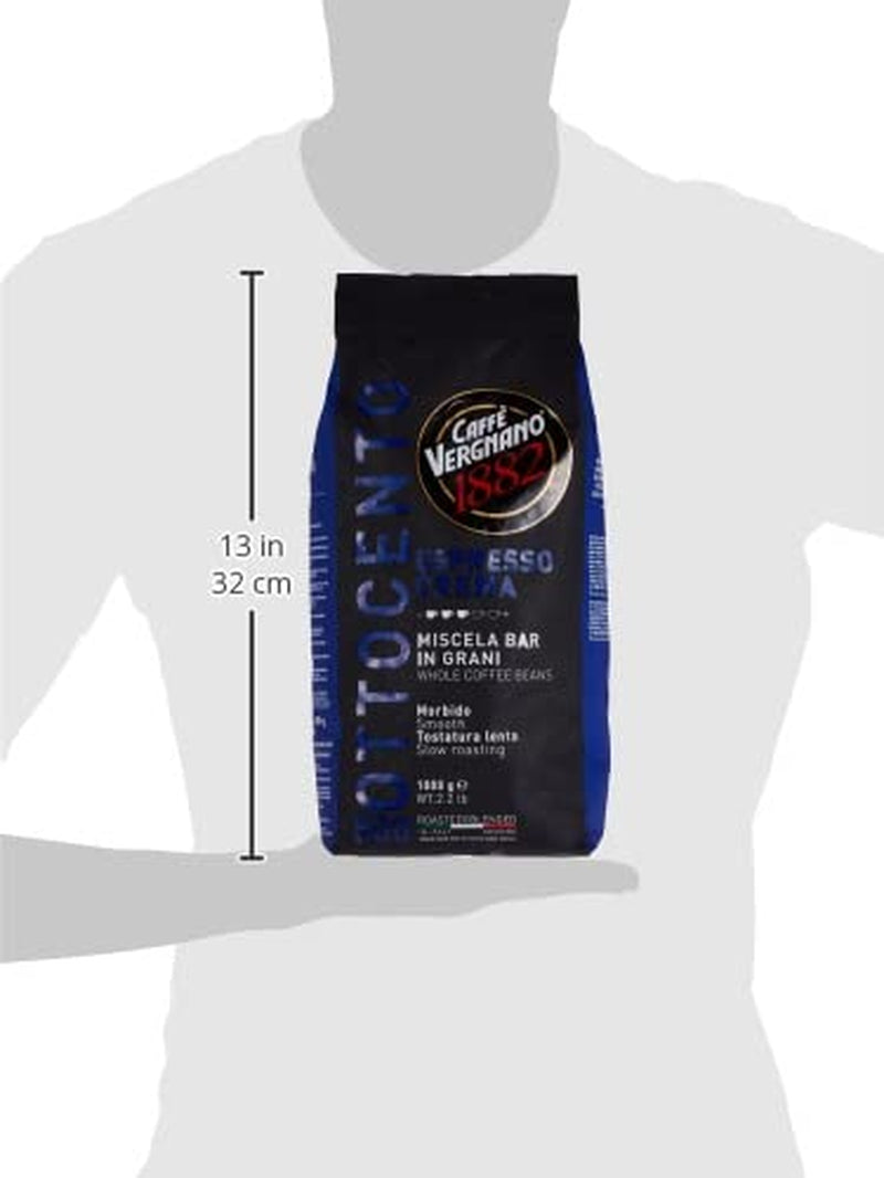 Vergnano Crema 800, Espresso ganze Bohne, zart und vollmundig, 1000 g