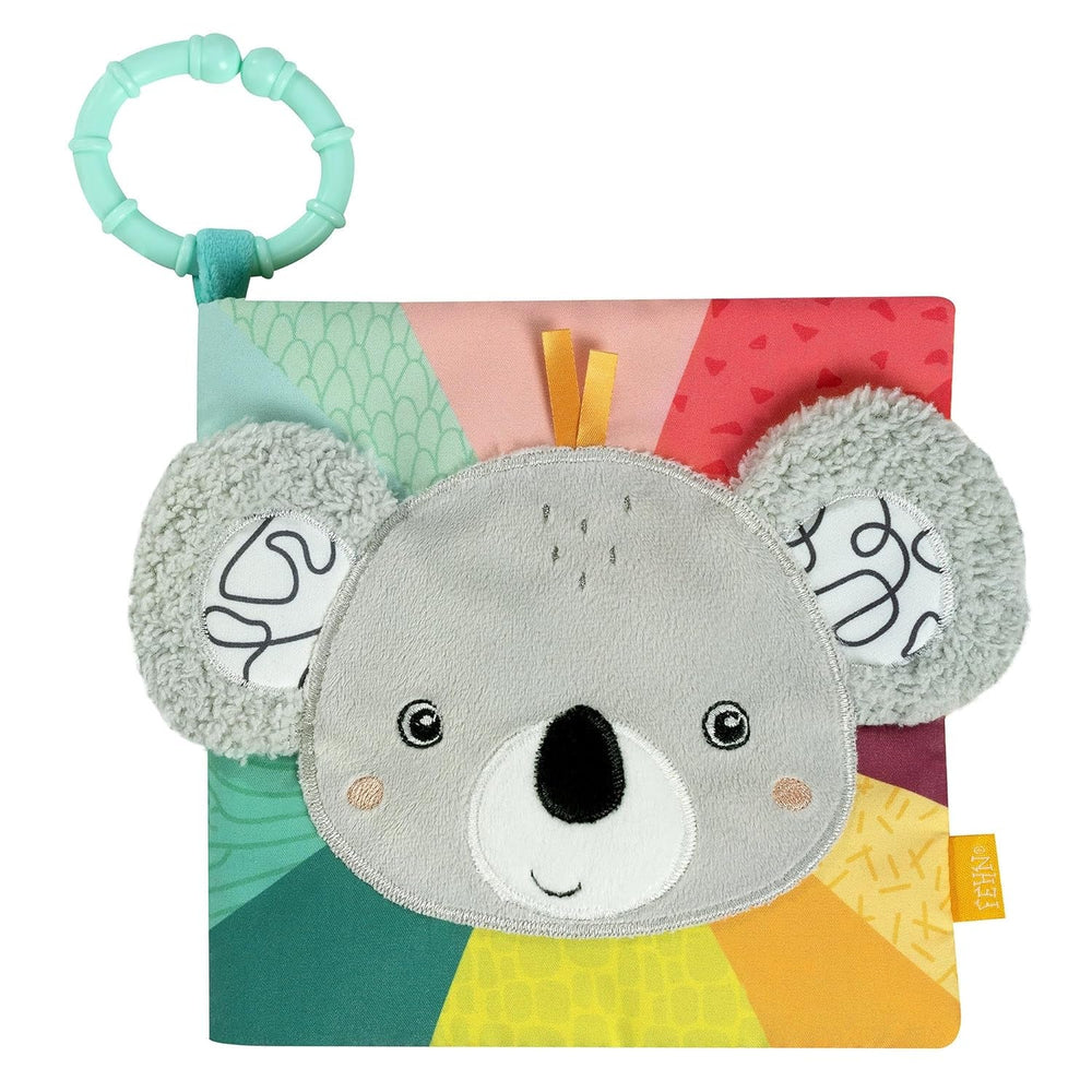 Fehn Soft picture book Bruno - carte moale pentru bebeluși din țesătură cu motive de animale - carte jucărie din țesătură de agățat pentru cărucioare și scaune auto pentru bebeluși - carte cu pocnitori pentru bebeluși și copii de la 0+ luni Jucarii Bebe Naty Shop Koala