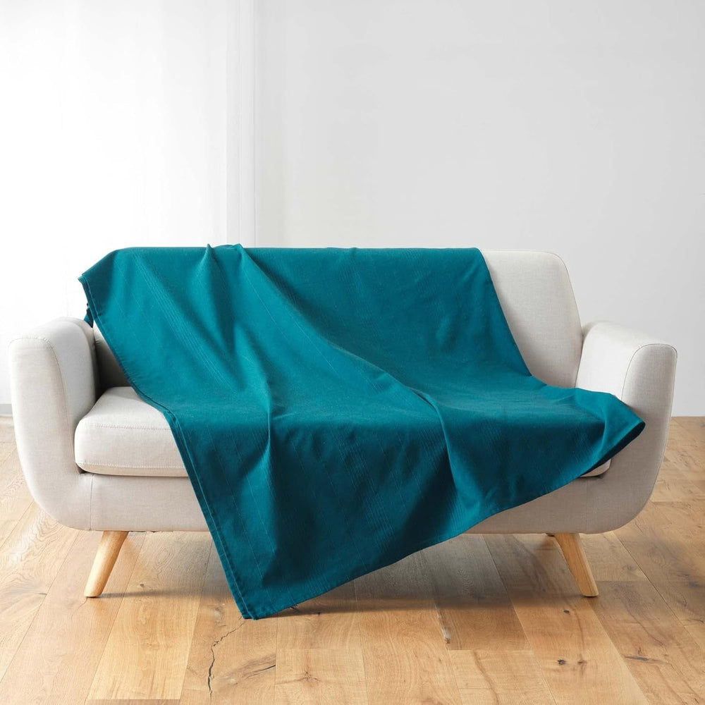 Douceur D'Intérieur, Pătură (220 X 240 Cm) Lucile Curry, Polycotton, Unicolor Paturi si Cuverturi Douceur d'IntÃ©rieur Albastru 220 X 240 Cm