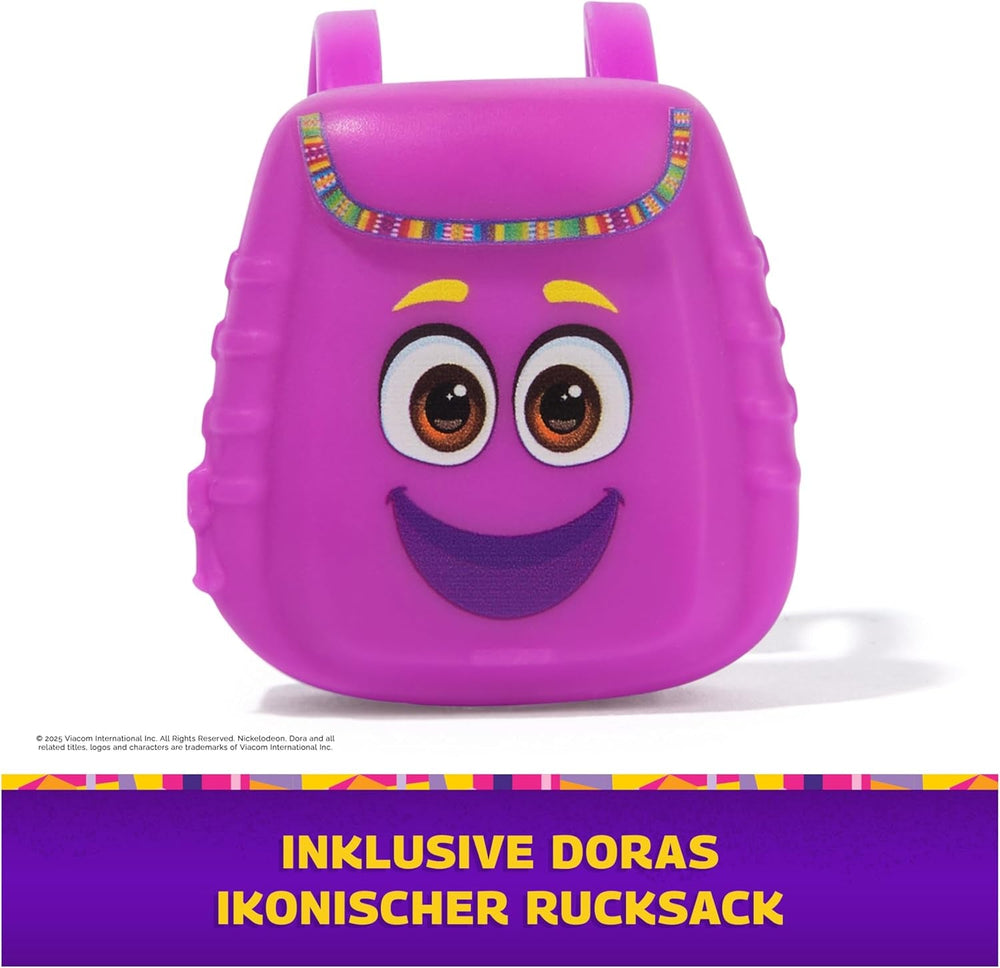 DORA - Păpușa cea mai bună prietenă - Dimensiune 22 cm, cu păr pieptănabil, ghiozdan și cizme cu maimuță, cunoscută din popularul serial TV, pentru copii cu vârsta de 3 ani și peste