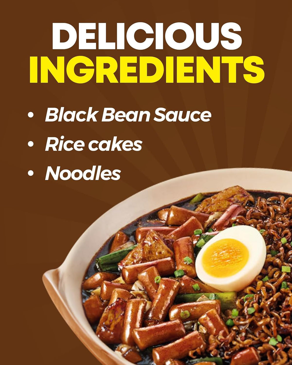 NONGSHIM Rapokki (Jjajang, 400 ml) – mâncare stradală coreeană autentică, ramen și turte de orez, fasole neagră; rapid și ușor de preparat, gata în 4 minute