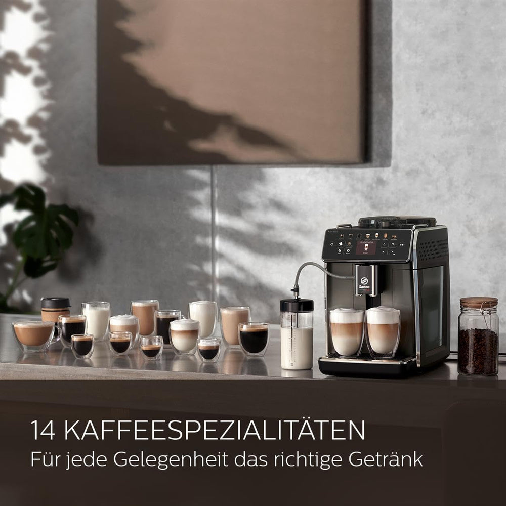 Espressor automat Saeco GranAroma – 14 specialități de cafea, afișaj color intuitiv, 4 profiluri de utilizator, râșniță ceramică, 1500 wați (SM6580/10)