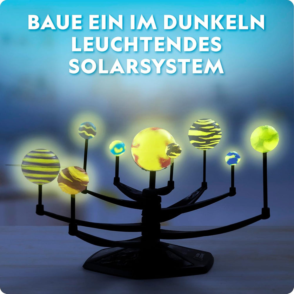 NATIONAL Geographic Leuchtendes 3D-Sonnensystem Modellbausatz für Kinder – Baue & Bemale EIN Planetensystem mit beweglichen Armen, Mint-Projekt für Kinder von 8-12 Jahren