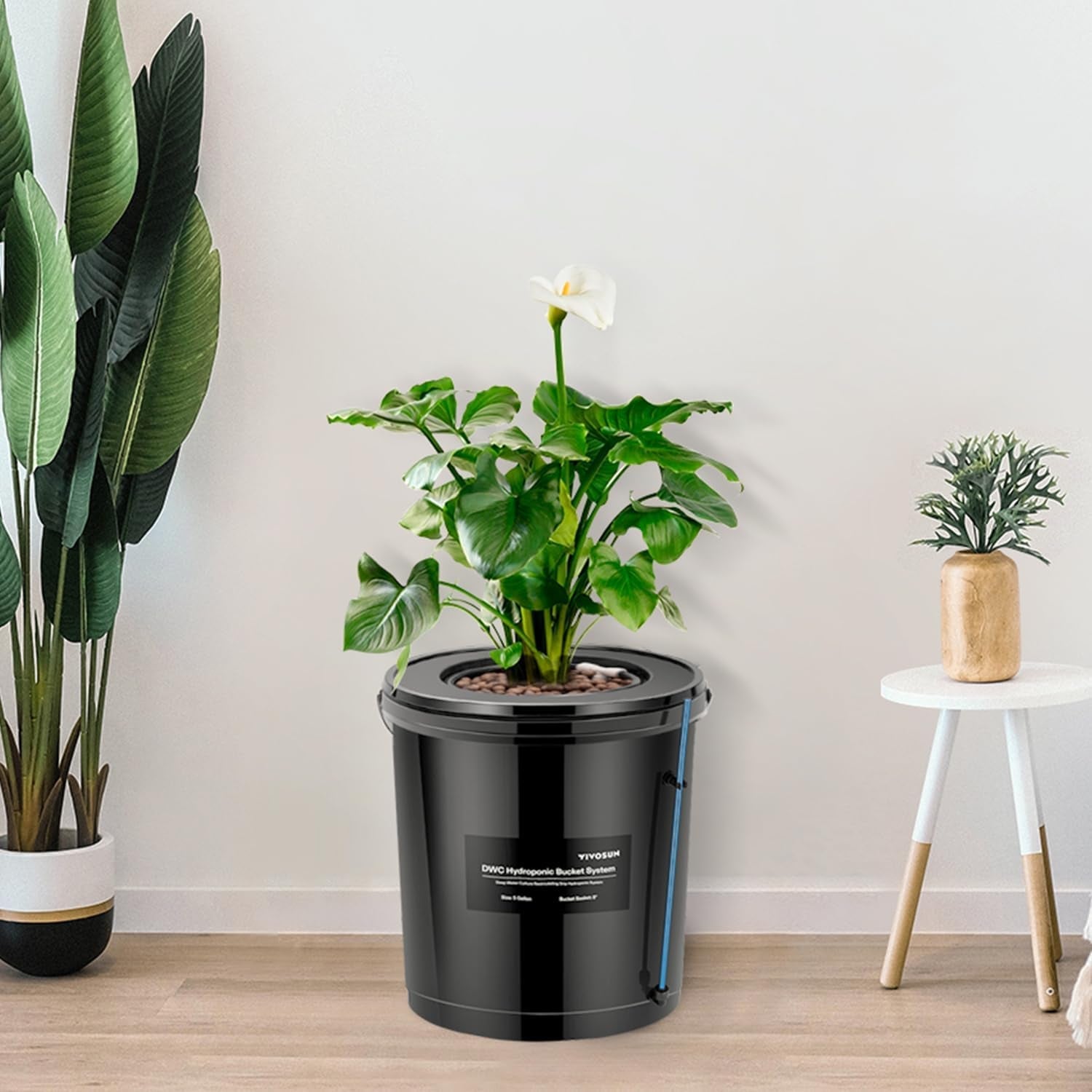 VIVOSUN DWC Hydrokultur Anbausystem mit Topf-Tropfkit, 5-Gallonen Tiefwasserkultur, Umwälz-Tropfgartensystem mit Mehrzweck-Luftschlauch, 8W Luftpumpe und Luftstein (1 Eimer + Top-Drip-Kit)