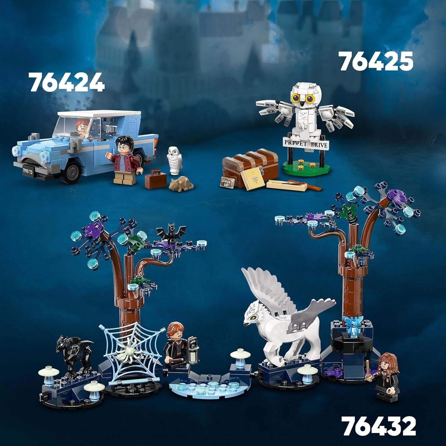 LEGO Harry Potter Fliegender Ford Anglia, baubares Spielzeug-Auto für Kinder, Geschenk für Jungs, Mädchen und alle Fans ab 7 Jahren, Set mit 2 Mini-Figuren inkl. Ron Weasley für Rollenspiele 76424