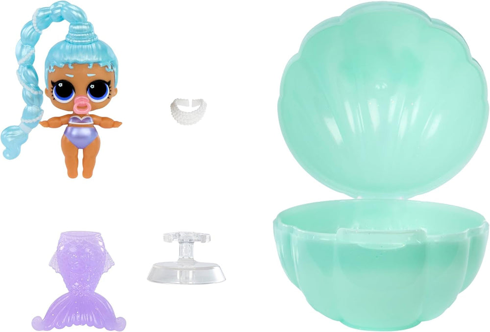 L.O.L. Surprise! Mermaids Makeover Magic Baby Sisters – Farbwechselnder Meerjungfrauenschwanz mit Muschel-Kugel zum Ausstellen, 6 Puppen zum Sammeln – ab 4 Jahren, Series 1