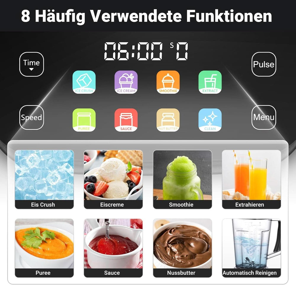 Blender AMZCHEF, 8 meniuri inteligente și 10 viteze, ecran tactil LCD Bucatarie Naty Shop