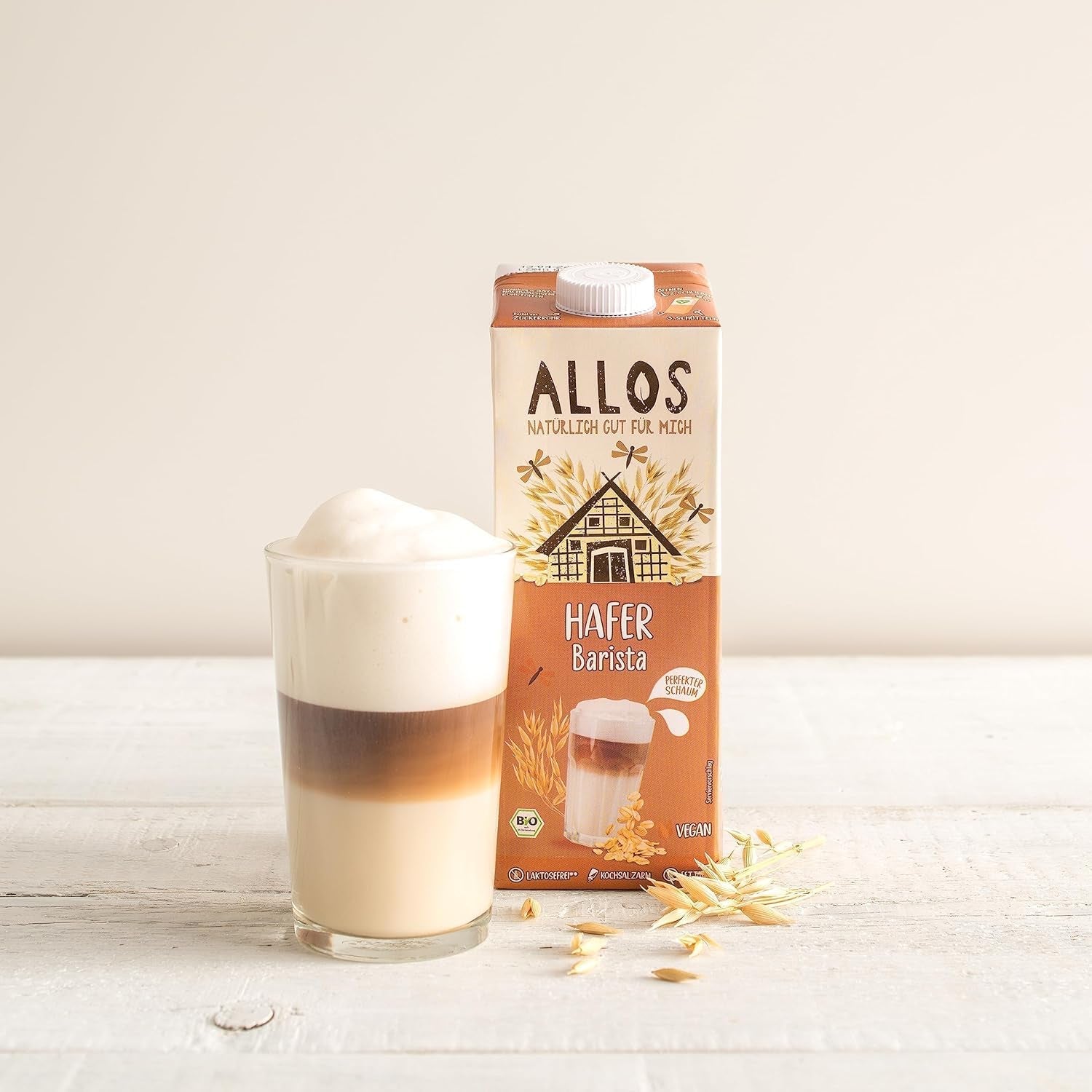 Allos Bio Haferdrink Barista | Milchalternative aus Hafer | Schaumbarer Drink auf Pflanzenbasis | Perfekt für Kaffee | Veganer, laktosefreier Drink | 1 Liter (6 Stück)