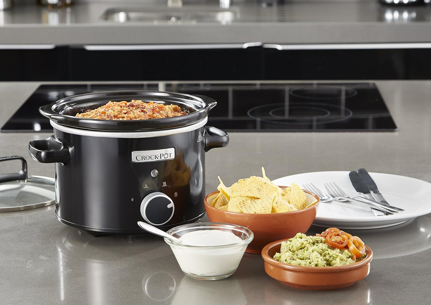 Slow cooker Crockpot, bol ceramic detașabil, ușor de curățat, 2,4 litri (1-2 persoane) Slow Cooker Naty Shop