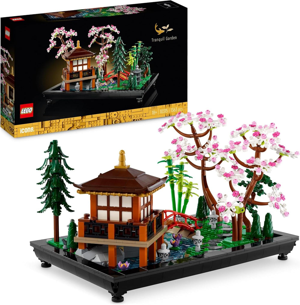 LEGO Icons Garten der Stille - Modell zum Bauen und Ausstellen - Japanische Oase mit Pavillon, Brücke, Koi-Karpfen, Lotusblumen, Bäumen - DIY Deko - Geschenk für Frauen und Männer - 10315