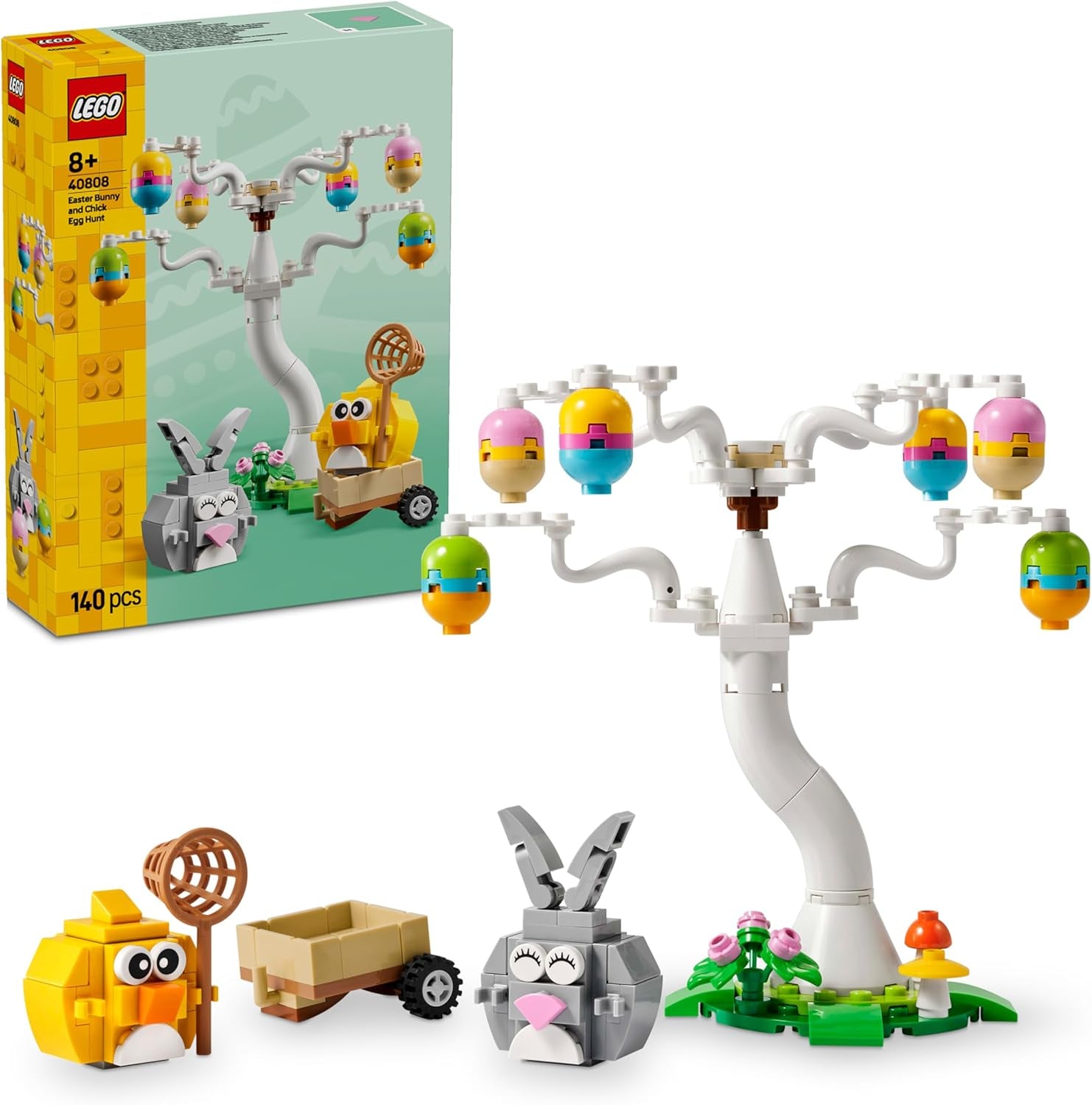 LEGO Osterhase und Ostereiersuche - Kinderspielzeug mit Hasen & Vogel Tierfiguren - Mit Baum & Wagen - Kreatives Konstruktionsspielzeug - Geschenk für Mädchen & Jungen ab 8 Jahren - 40808