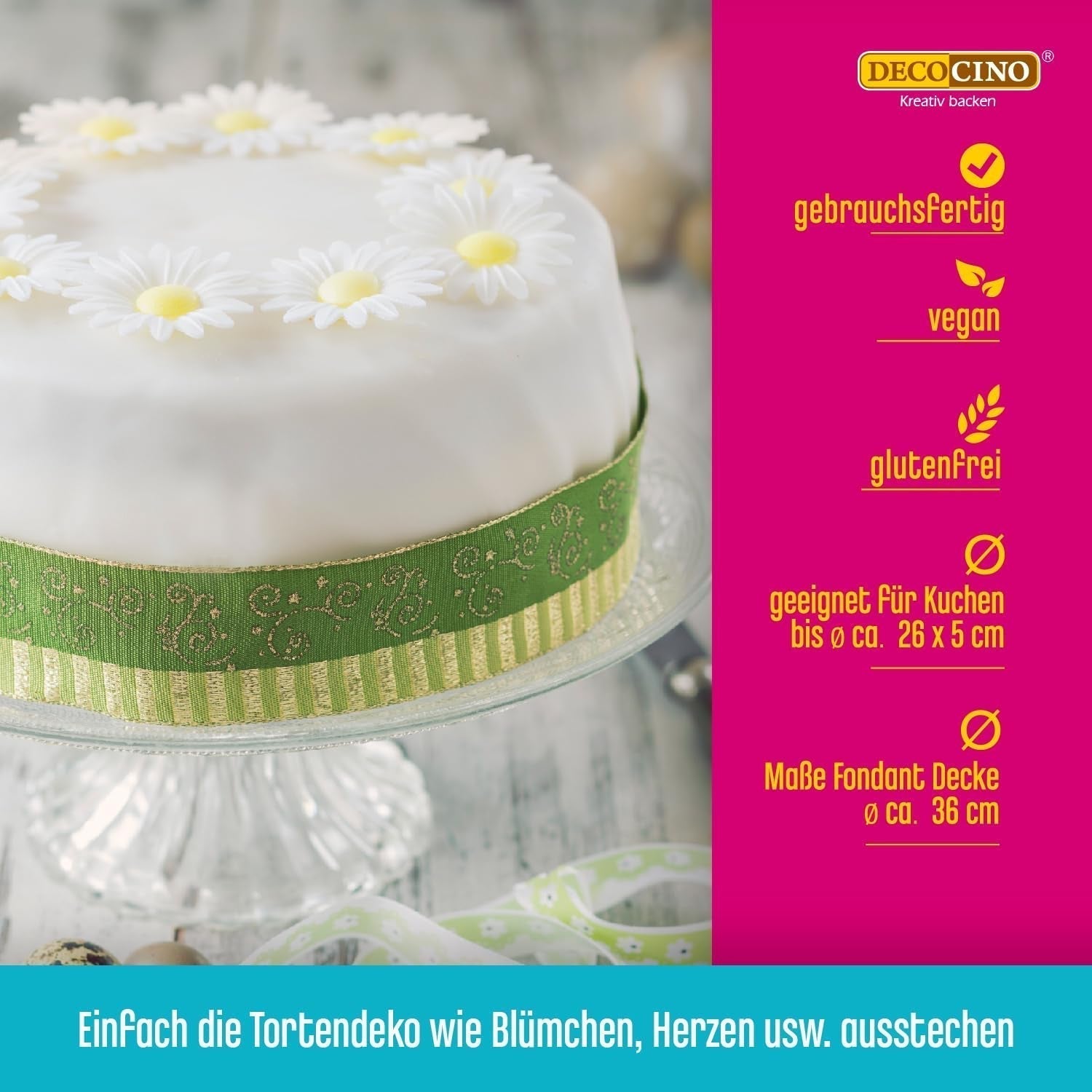 DECOCINO pătură fondant rulată albă - 300g - pătură fondant gata de utilizare, pentru acoperirea și decorarea prăjiturilor și cupcakes - fără gluten și vegană (pachet de 2) Pasta de zahar Naty Shop