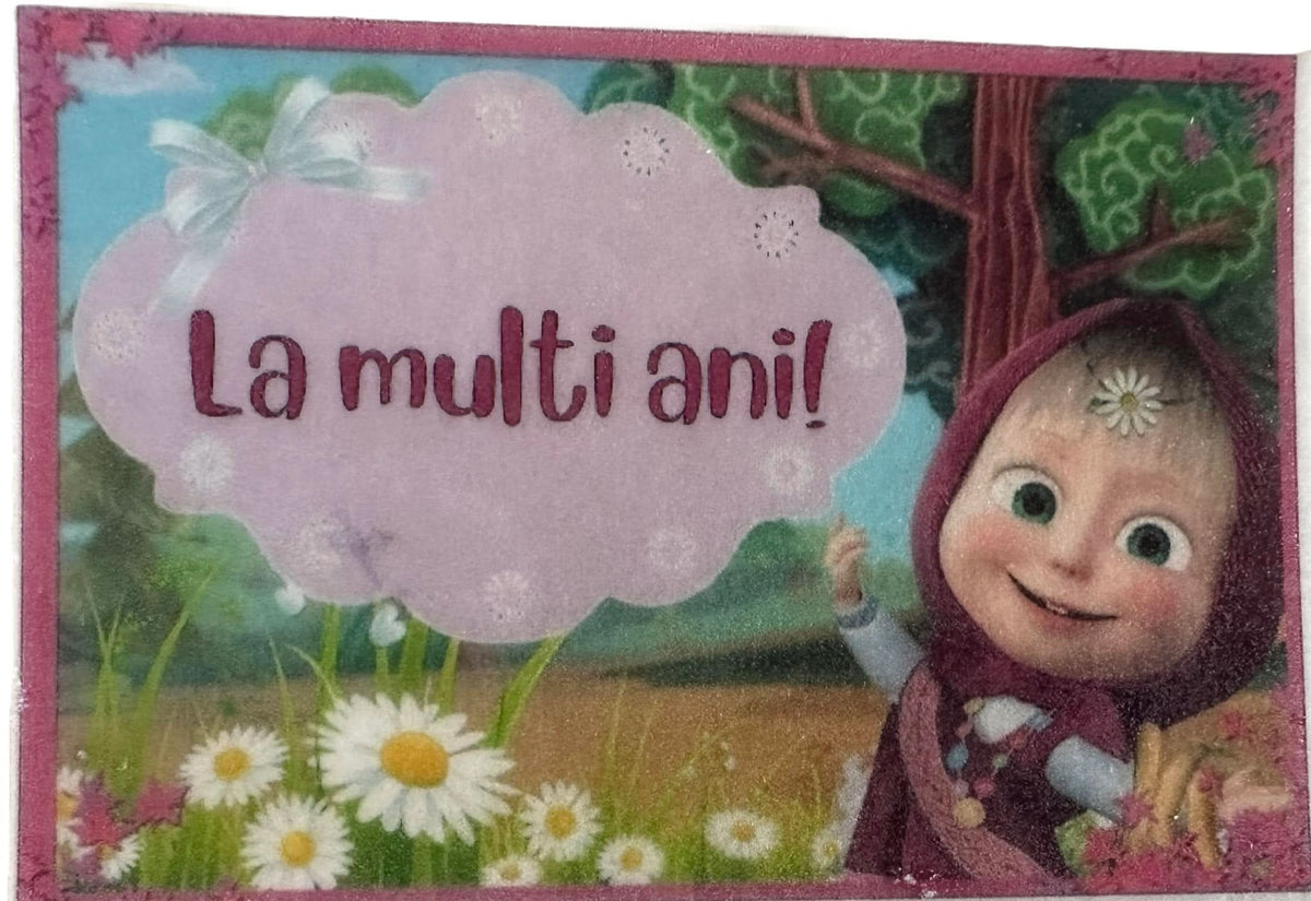 Decoratiune comestibila din zahar, Masha, "La multi ani!" Nati Shop