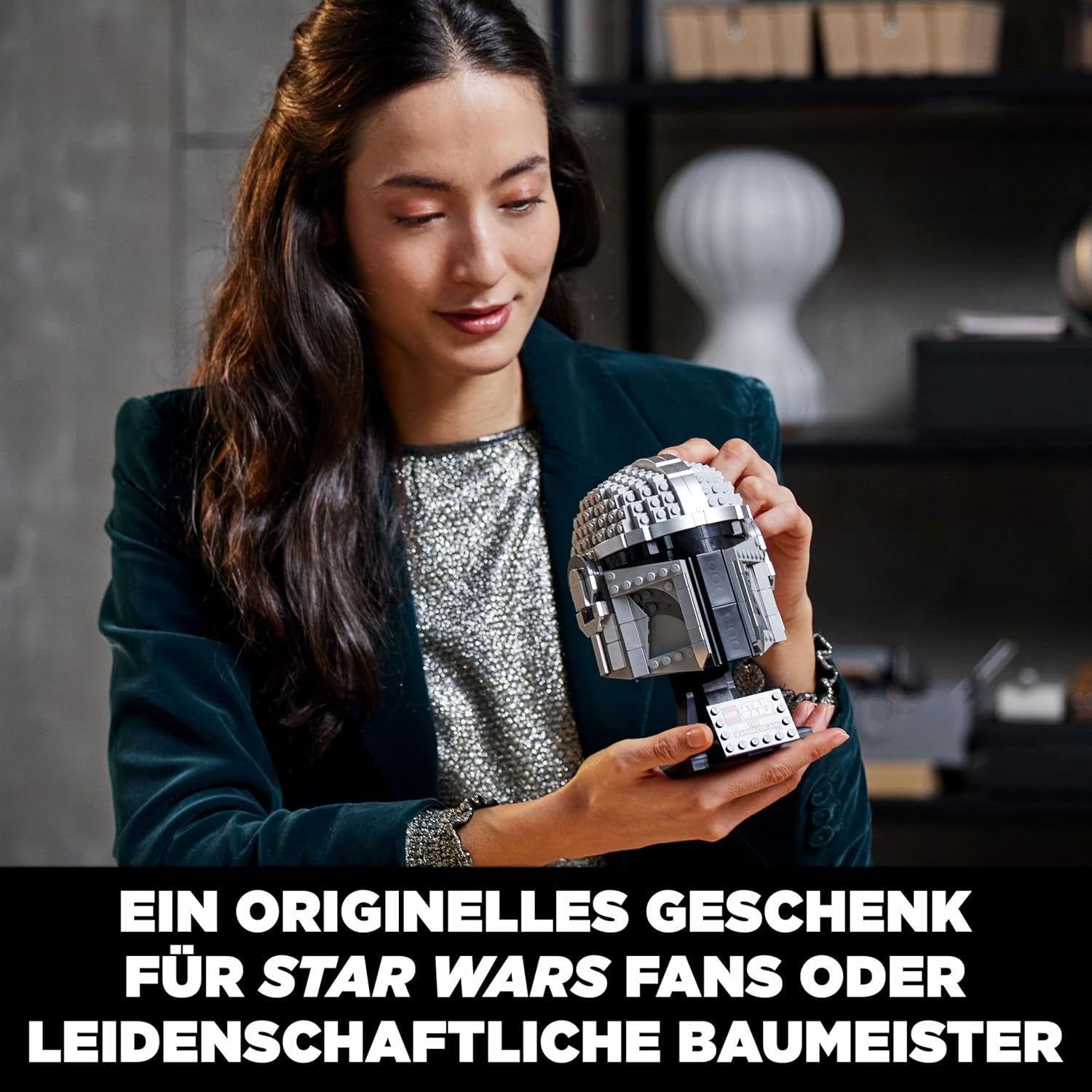 LEGO Star Wars Mandalorianer Helm Modell, Sammlerstück Zimmer-Deko und EIN tolles Geschenk für Erwachsene, Bausatz, Männer, Frauen, Mama, Papa, Sammler-Geschenkidee 75328