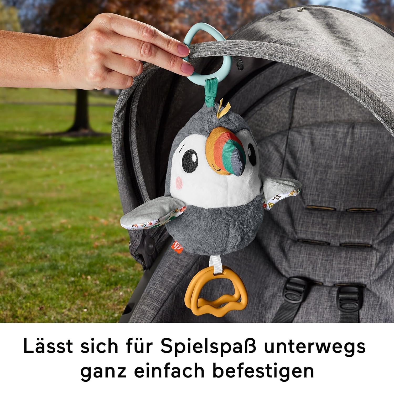 FISHER-PRICE Flap & Go Toucan - Jucărie de pluș pentru cărucior, promovează abilitățile motorii fine și senzoriale, pentru nou-născuți de la naștere, HNX66 Jucarii Bebe Naty Shop