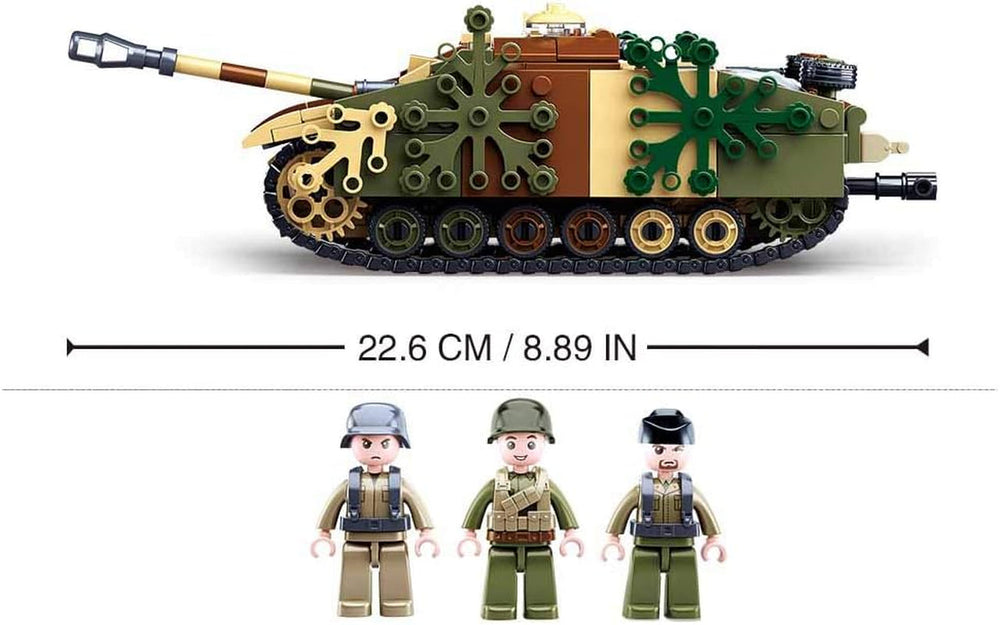 WWII - Deutscher Jagdpanzer (524 Teile), Spielset, Steckbausteine, mit Spielfigur, für Kinder ab 4 Jahren, Mehrfarbig