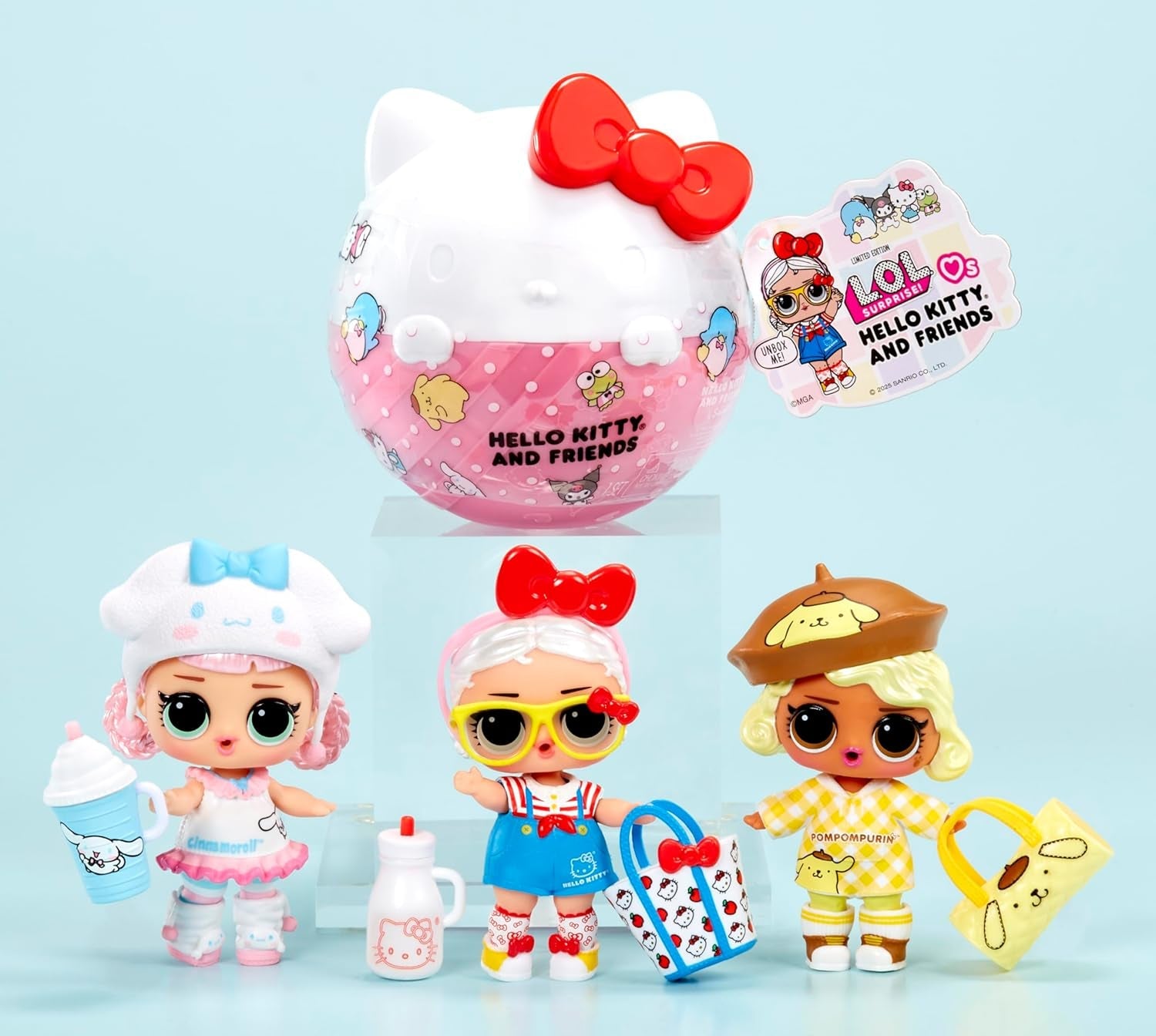 LOL Surprise! Iubește Hello Kitty și prietenii - 1 păpușă cu 7 surprize, selecție aleatorie, 8 obiecte de colecție, pentru copii cu vârsta de 4 ani și peste, roz
