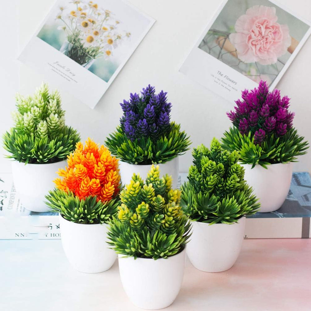 Yardwe 8Stücke Künstliche Bonsai Grüne Topfpflanzen Aus Kunststoff Für Schreibtisch Dekorative Zimmerpflanzen