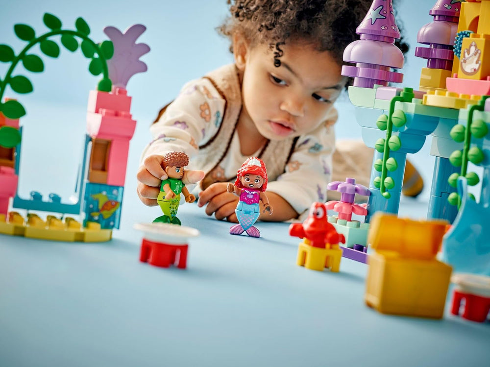 LEGO DUPLO Disney Arielles magischer Unterwasserpalast – Schloss Spielzeug aus Die kleine Meerjungfrau für Mädchen & Jungen ab 2 Jahren – Lernspielzeug für Kinder mit 3 Figuren – Geschenk – 10435