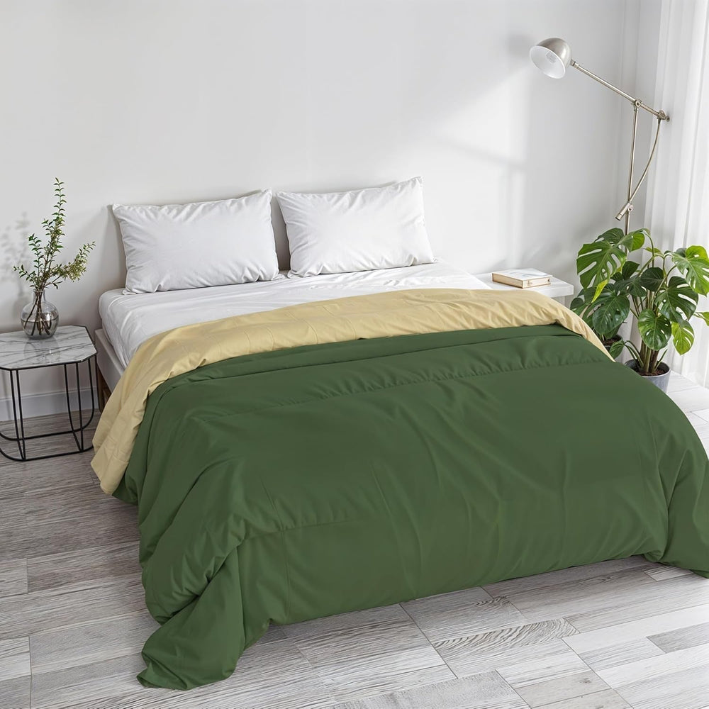 Cuvertură de iarnă de bază, unicoloră și căptușită, verde închis / crem, 200X245Cm Plapumi si pilote Naty Shop Verde închis / crem 250X245Cm