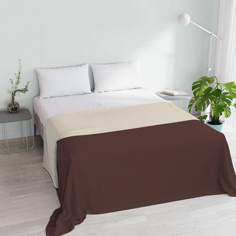 Plapumă de vară Summer din microfibră, portocaliu/rugină, pentru pat dublu 250 X 250 Cm Plapumi si pilote Naty Shop Maro/crem Matrimonial 250X250Cm