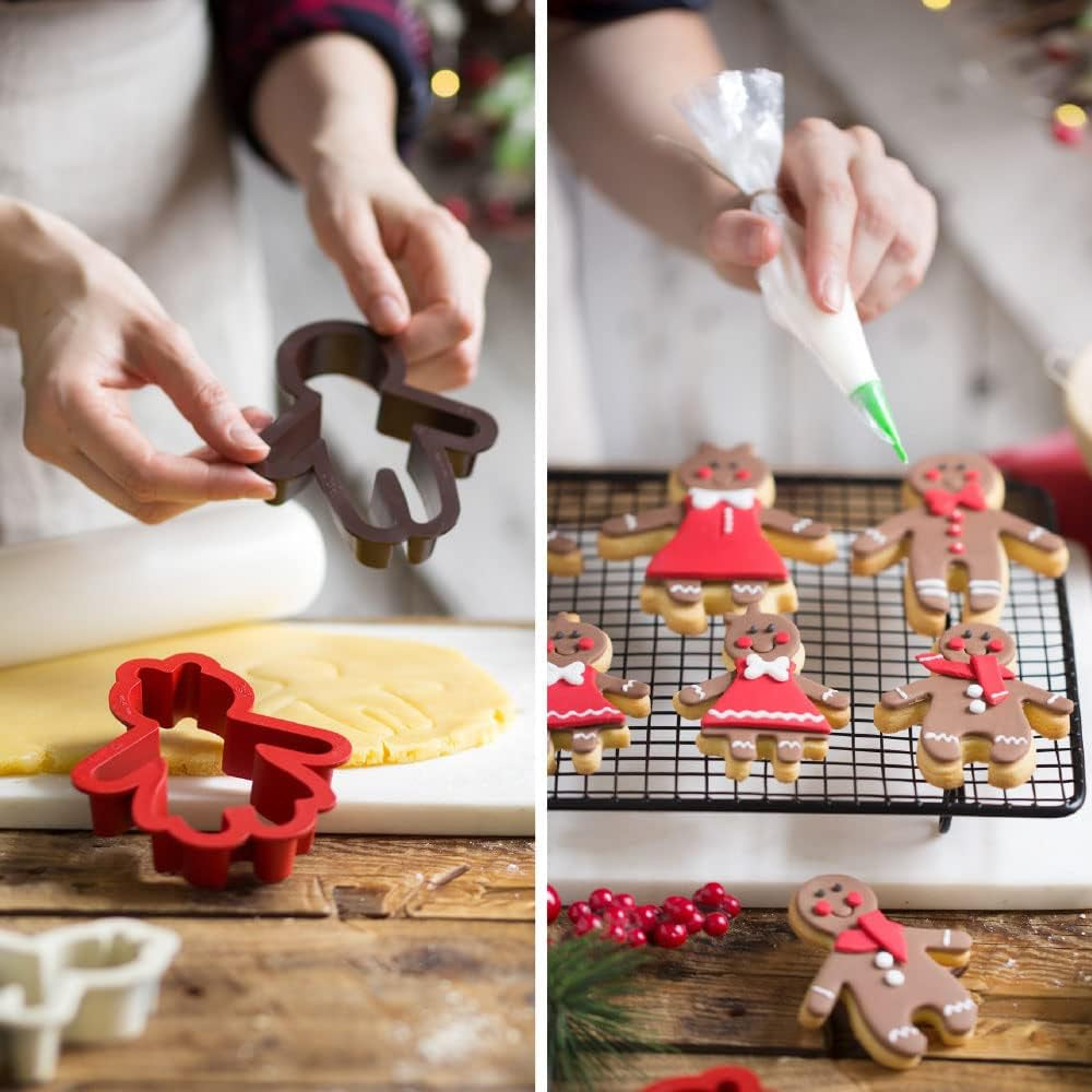 0255245 Forme de biscuiți Dulceur Family, din plastic, setul ideal pentru decorațiuni din pastă de zahăr sau pastă de gumă, fabricate în Italia, design original. Pachet de 4.