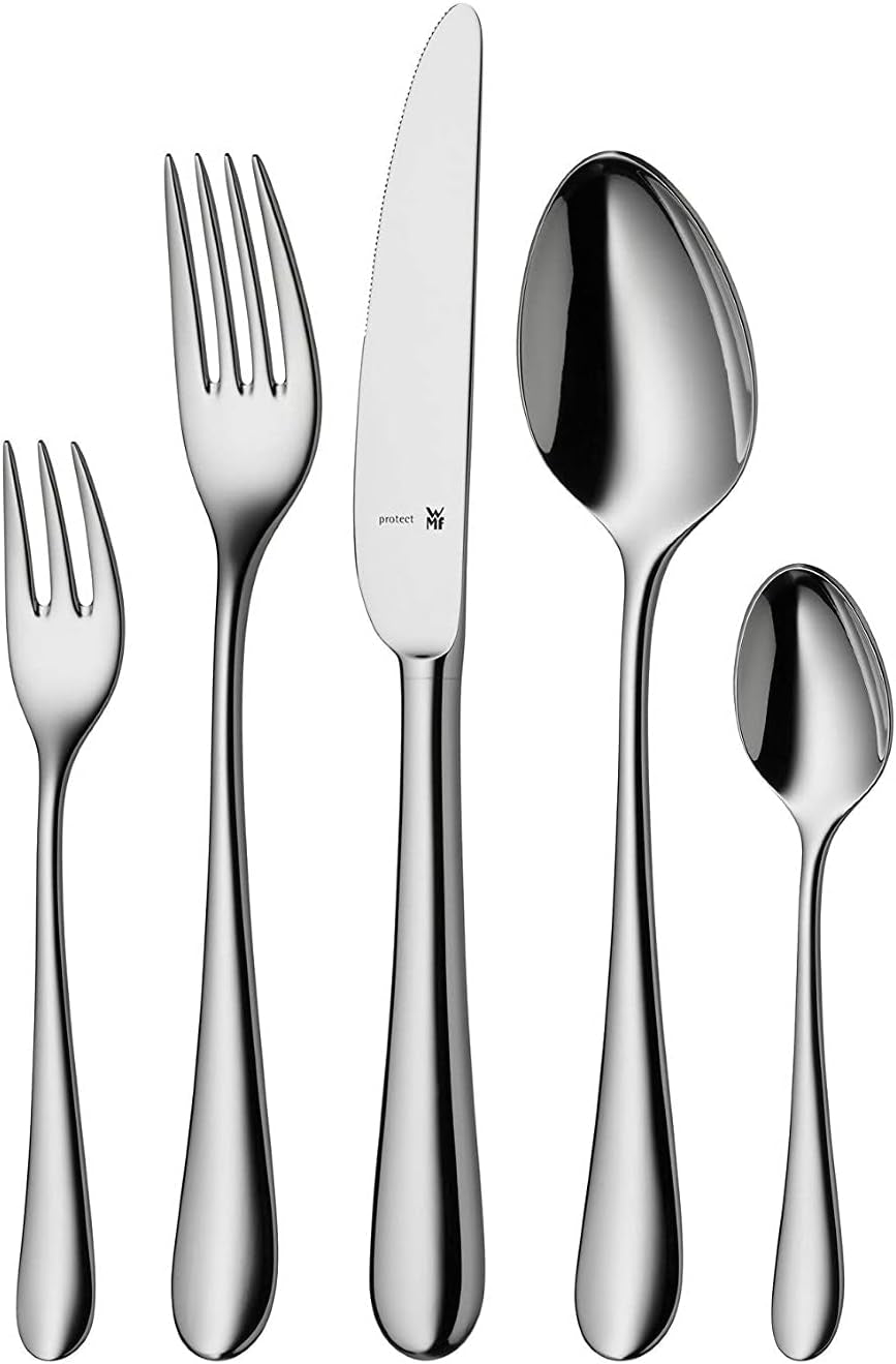 WMF Merit set de tacâmuri din oțel inoxidabil, Cromargan Protect lustruit, rezistent la zgârieturi, se poate spăla în mașina de spălat vase Naty Shop Single 30 de piese