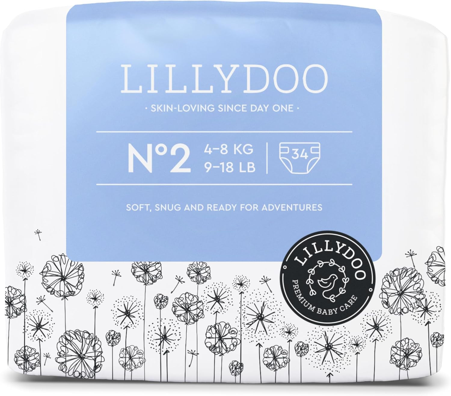 Scutece pentru bebeluși LILLYDOO prietenoase cu pielea - Mărimea 3 (6-10 kg), 29 de bucăți, protecție fiabilă împotriva scurgerilor, moi, fără parfum și fără loțiune pentru pielea sensibilă, testate dermatologic