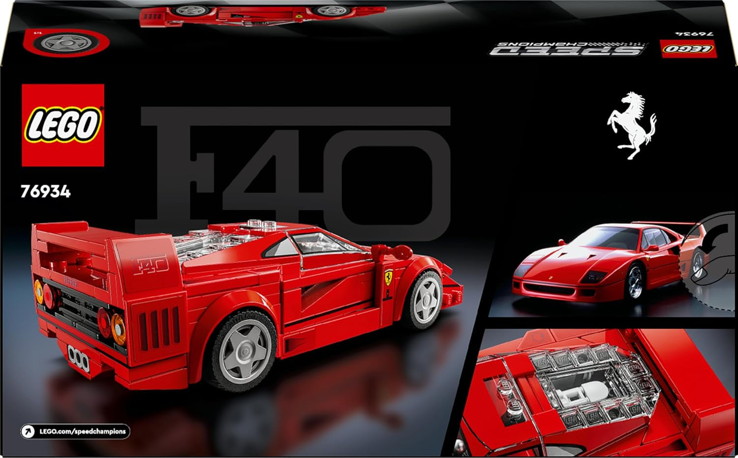LEGO Speed Champions Ferrari F40 Supersportwagen, Spielset mit baubarem Spielzeugauto und Fahrer-Minifigur, Bauset zum Sammeln für Kinder, Geschenk für Jungen und Mädchen 76934