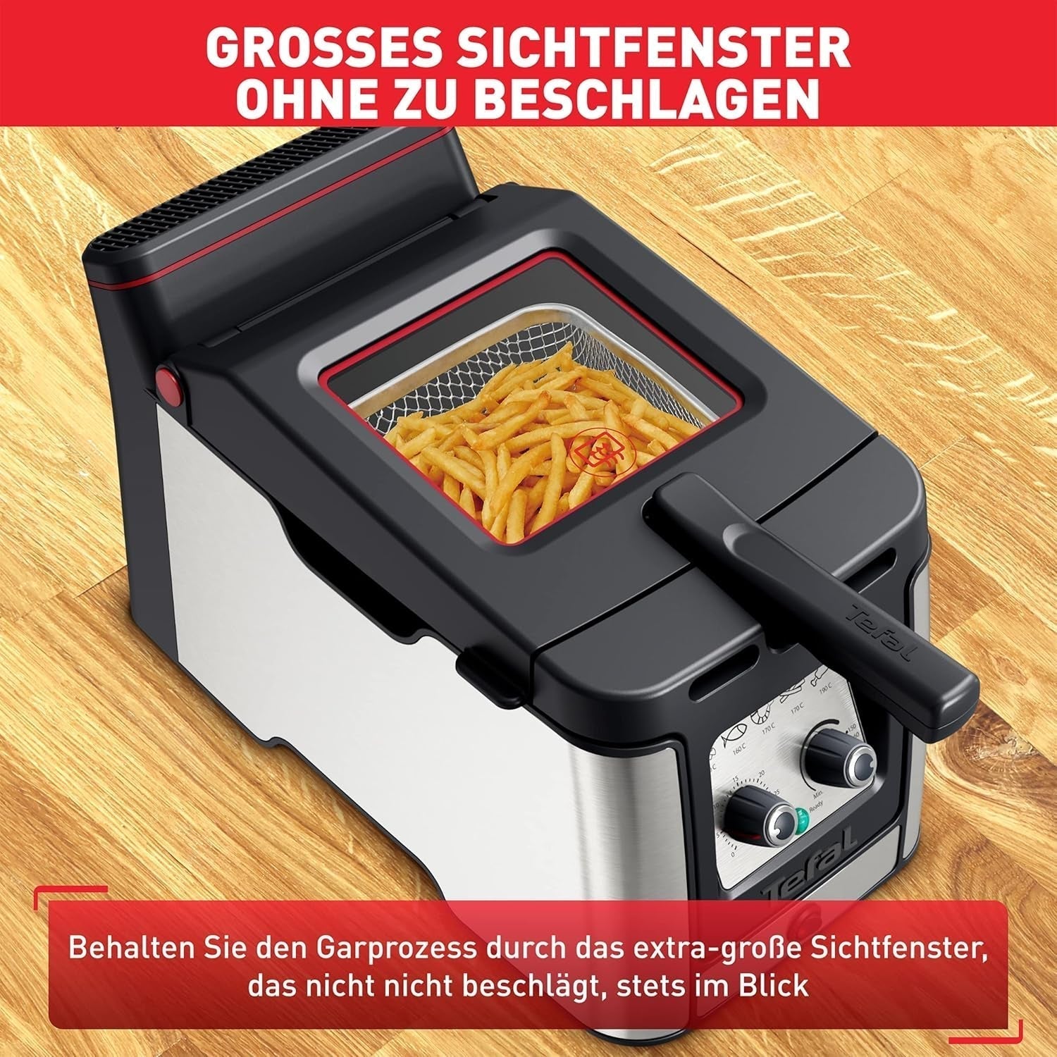 Tefal FR600D Clear Duo Deep Fryer, prăjire cu mai puțin fum și mirosuri, capacitate 1,2 kg, termostat, cronometru, fereastră mare de vizualizare fără ceață Electrocasnice Naty Shop