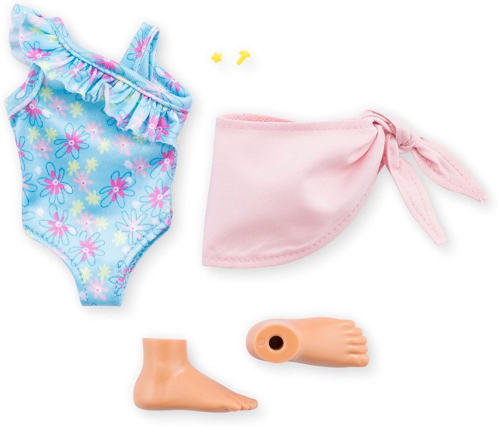Corolle Girls Zoe Beach Set, Ankleidepuppe im süßen Beach Outfit und 5 Teile, Vanilleduft, 28cm, ab 4 Jahre