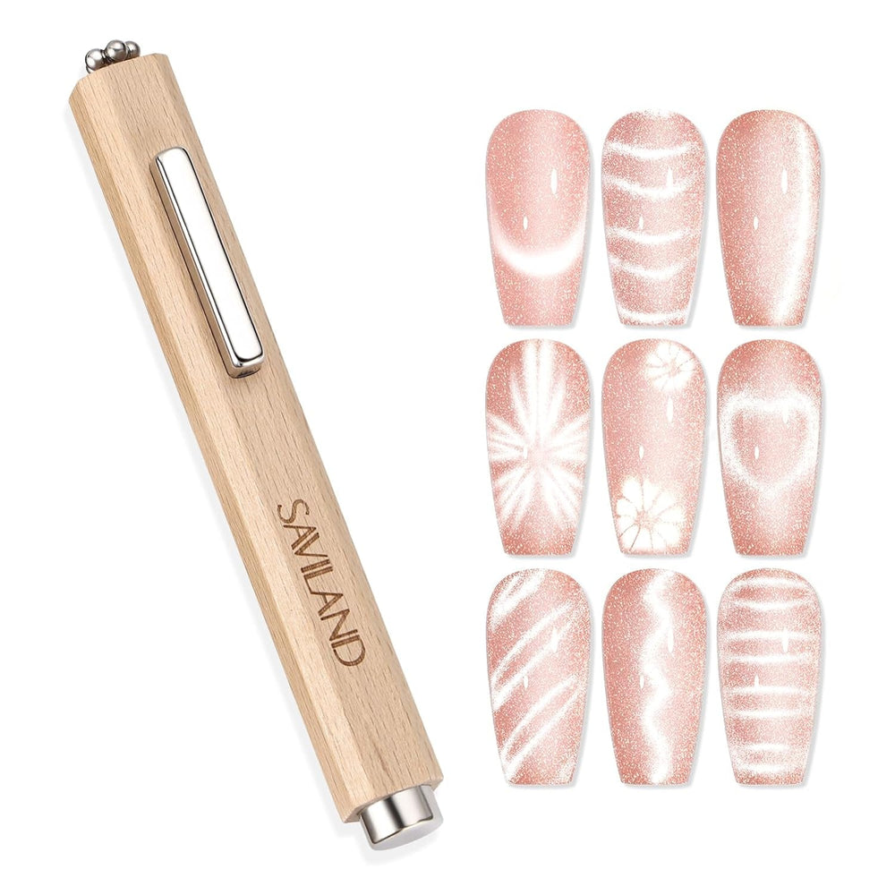 SAVILAND 4X Hochfester Cat Eye Magnet Für Nagel: 3-In-1 Nagel Magnet Rund Lange Streifenperle N35 Neodym Ultra Starker Magnet Für Nagellack Präzise 3S Formung Cat Eye Gel Nagellack Magnet Magnetstift