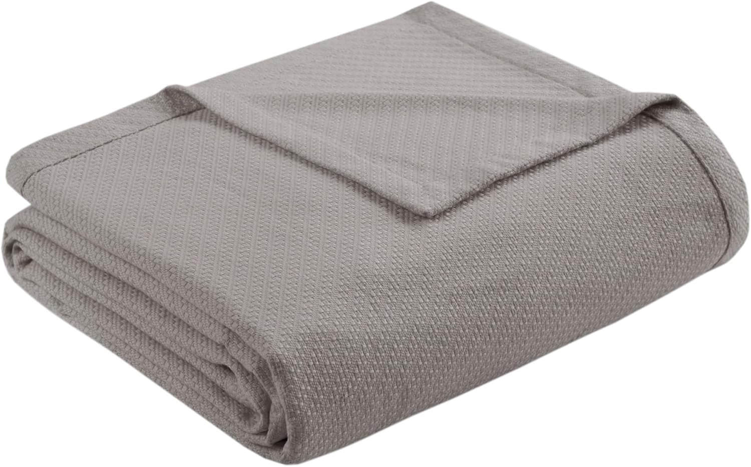 Pătură de lux Madison Park Liquid Cotton, de înaltă calitate, moale, confortabilă, 100% bumbac Ringspun, pentru pat, canapea sau canapea, Blush, Full/Queen Plapumi si pilote Naty Shop Gri Rege