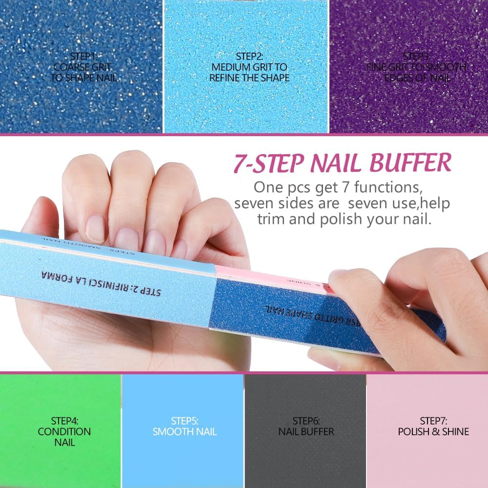 FANDAMEI 20 Stücke Buffer Für Nägel, Nagelfeilen Für Gelnägel, Profi Nagelfeile 100/180, Polierfeile Fingernägel, Feilen Für Gelnägel, Maniküre & Pediküre Set